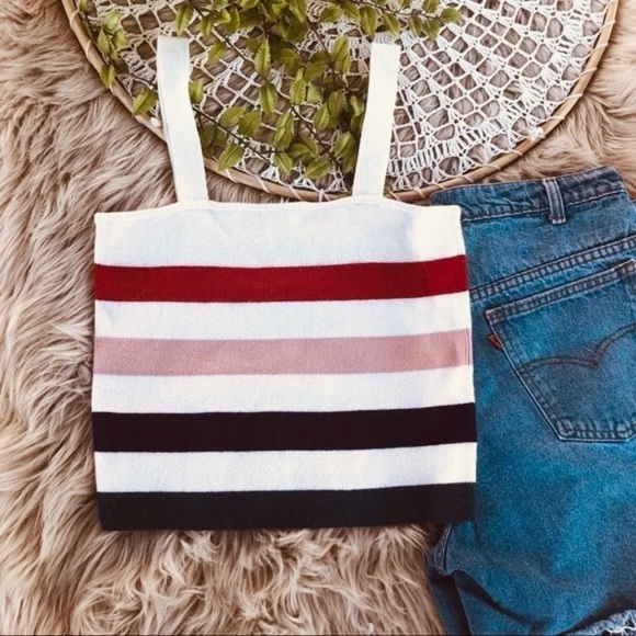 Moon & Madison Striped Sweater Tank Women's Top L - Picture 1 of 7